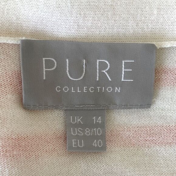 Pure Collection Striped Cotton Cardigan Sweater Orange Stripe Sz 8 Nautical - Picture 6 of 10